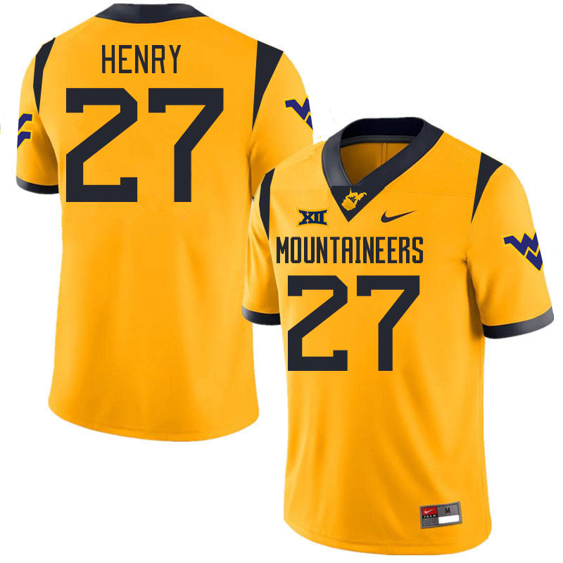 Men #27 Chris Henry West Virginia Mountaineers College 2024 New Uniforms Football Jerseys Stitched S